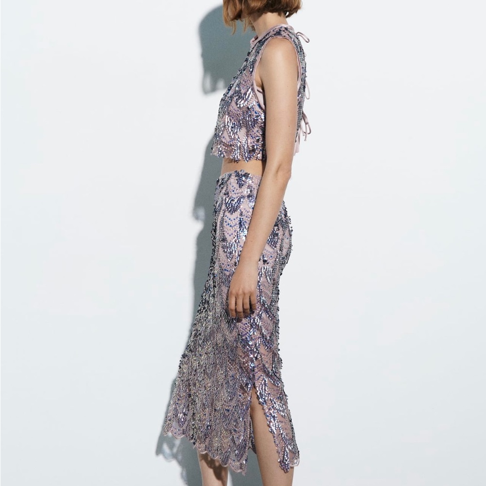 Zara Sequin Midi Skirt